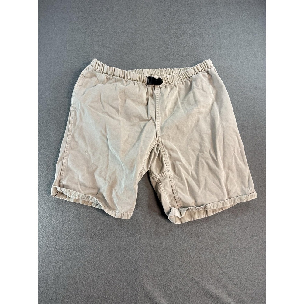 Vintage Gramicci Shorts Mens L Beige Chino Elastic Waist 9 Inseam Canvas USA